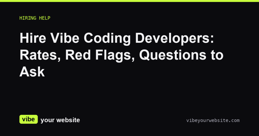 Hire Vibe Coding Developers: Rates, Red Flags, Questions to Ask